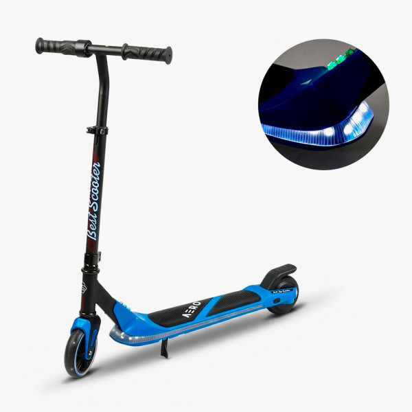 Електросамокат підлітковий Best Scooter 65322 двигун 150W, акумулятор літієвий 21.6V 2.6Ah, синій з підсвічуванням платформи, колеса 6"