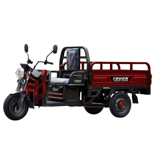 Трицикл РОЗІБРАНИЙ вантажний Corso «TRUCK URBAN» UR-554070, двигун 1000W, акумулятор 72V 45Ah графеновий, 6 МІСЦЬ+ 2 ящик.акум, колеса 12"