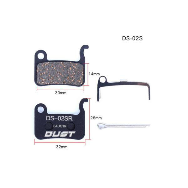 Колодки гальмівні disc Напівметал DUST DS-02S Shimano M975/966/596/800/765/775/601/665/585/545/535, R-505, S-500, JAK-7 AM (брендоване пакування)