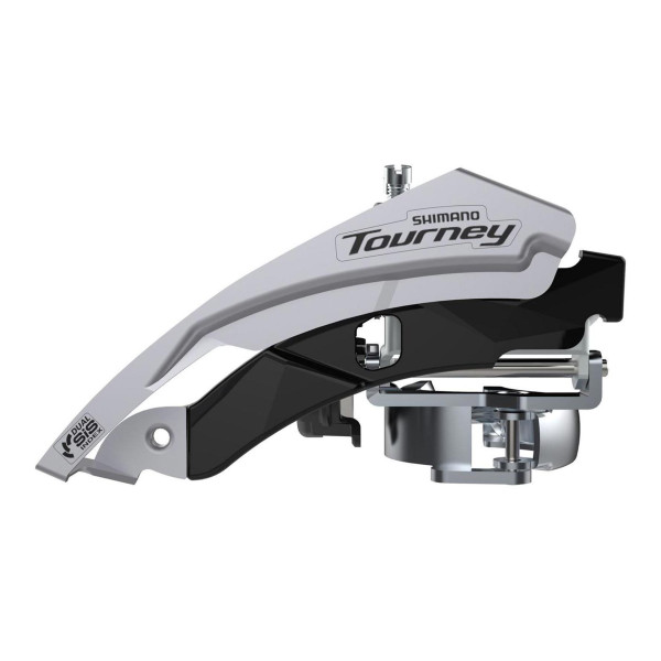 Перемикач перед. универсал. тяга 3 max-42T 34.9мм (адаптер 31.8мм)мм SHIMANO FD-TY600-L6 срiблястий з чорним