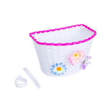 Корзина Pl с креплением на руль/вынос 150x165x235 мм білий з рожевим BRAVVOS FL-BS22-02